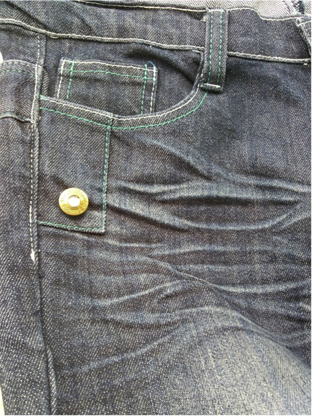 OLD SKOOL Womens Juniors Denim Jeans SIZE 15 Embellished Teal & Gray Stitching - Picture 7 of 12